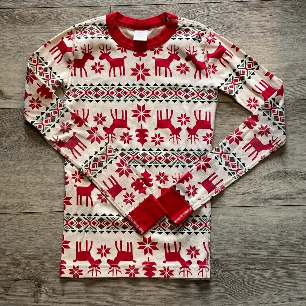 Hanna Andersson Kids Dear Deer Pajama Top Size 12 NWOT christmas fair isle